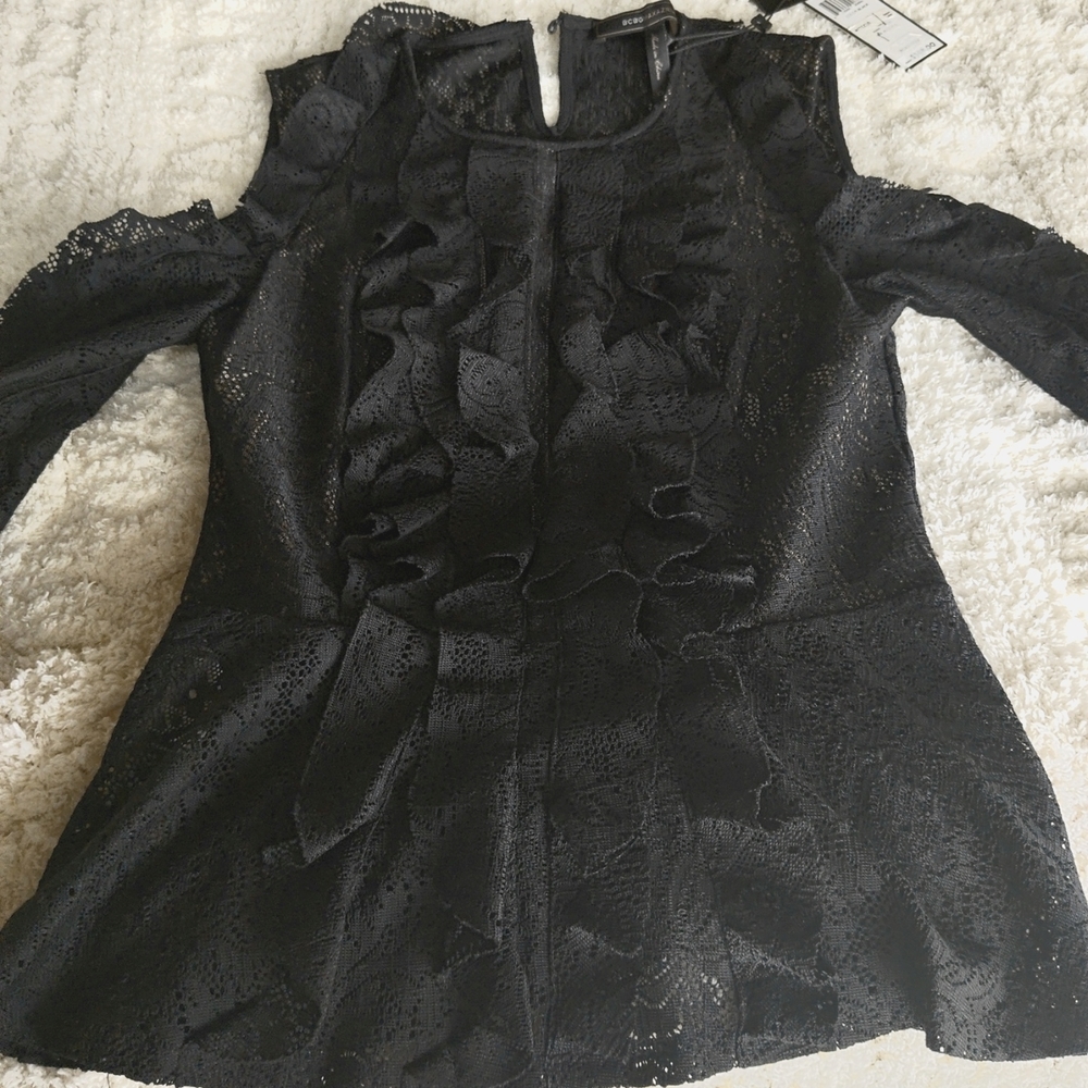 NWT BCBG lace blouse sz xxs black